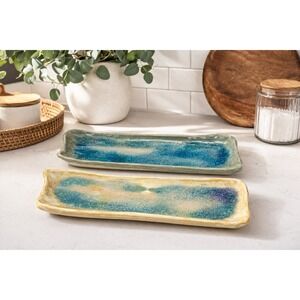 2 Handmade My Ocean - Made in the Bahamas Dishes Beautiful Colors! Pottery